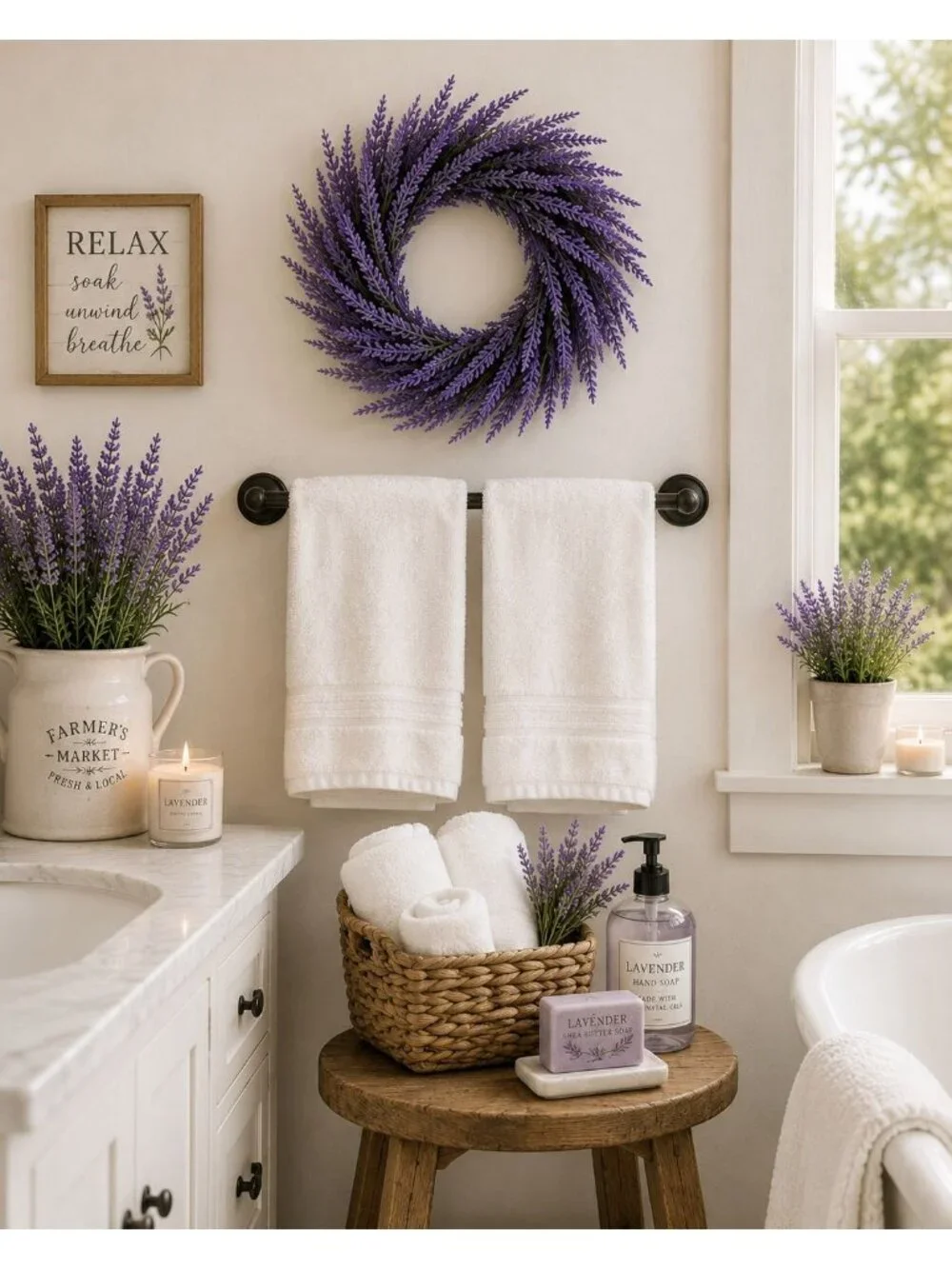 12 Inch Lavender Wreath, Spring Wreath, Summer Wreath, Lavender Door Wreath, Can